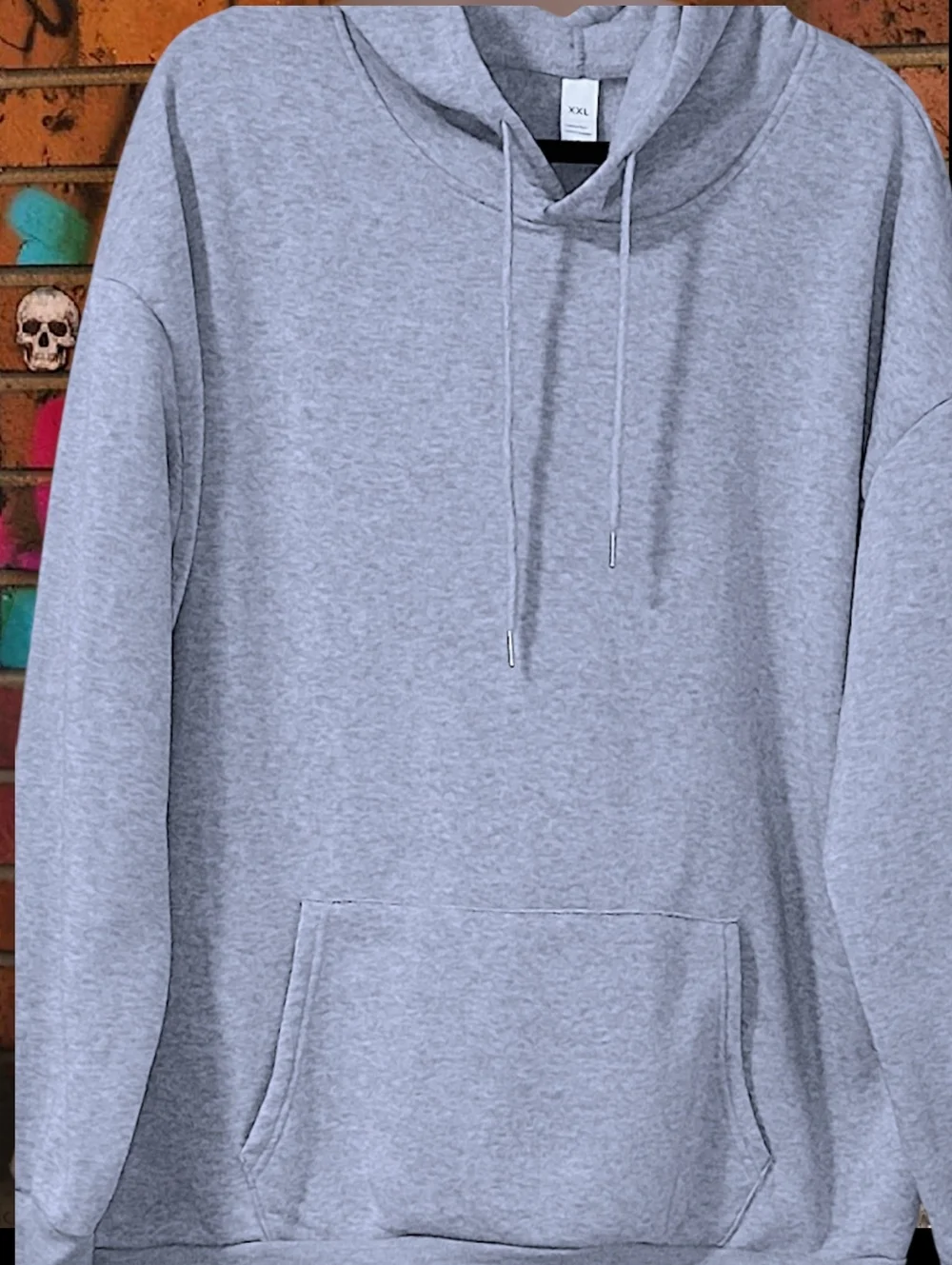Women's Skull Pattern Printed Casual Fleece-Lined Pullover Hoodie in Gray Sz XXL - Picture 2 of 13